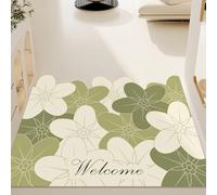 Paillasson Interieur Entree Fleur Géométrique Verte Tapis de Porte extérieur,imperméable,Lavable,avec Envers en Caoutchouc antidérapant,retient la poussière,pour Couloir,entrée,Cuisine80x120cm