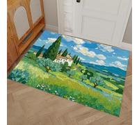 Paillasson Interieur Entrée Paysages Pastoraux Forêts Villages 40 x 60 cm, Tapis D'entrée Antidérapant Et Lavable, Tapis Style De Peinture À L'Huile Impressionniste Idéal Pour Entrée Porte Et Couloir