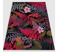 Paillasson Intérieur Fougères Fleurs Vintage Tapis d'Entrée Antidérapant et Absorbant, Résistant 140x200 Lavable pour Porte, Couloir, et Balcon Rose