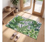 Paillasson Interieur Plantes À Motifs Animaliers 40 x 60 cm | Tapis d'Entrée Figuier À Feuilles De Violon Rayures Zébrées Antidérapant et Lavable, Absorbantes pour Chien,Porte, Passage, Cuisine