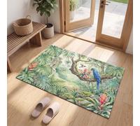 Paillasson Interieur Royaume Secret De La Forêt Tropicale Humide 60 x 120 cm | Tapis d'Entrée Perroquet Monstera Antidérapant et Lavable en Machine, Absorbantes pour Chien,Porte, Passage, Cuisine