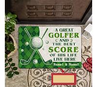 Paillasson Interieur Tapis d'entrée Nom personnalisé Losange Vert Un Grand Golfeur et Le Meilleur Score paillasson décor à la Maison Decoration Maison