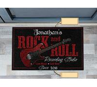 Paillasson Interieur Tapis d'entrée Paillasson Home Decor Nom personnalisé Guitare électrique Rock and Roll Decoration Maison