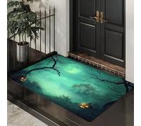 Paillasson Intérieur, Tapis Entrée Intérieur, Hanté Citrouille Forêt Ciel Nocturne Étrange Tapis d'entrée Antidérapant et Absorbant, Résistant, Lavable pour Porte, Couloir, et Balcon