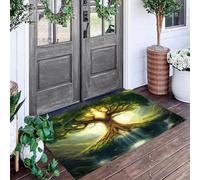 Paillasson Interieur Vert Arbre De Rivière Chambre À Coucher Salon Entrée Absorbant Antidérapant Tapis De Salle De Bain Plantes Fantastiques Imprimé Ménage Rug Salle Couloir,90X150Cm
