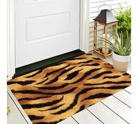 Paillasson Jaune Brunâtre Rayures De Tigre Cuisine Salle De Bain Paillasson Tapis De Jardin 80X120Cm Textures Animales Porte Avant Et Arrière Pour Patio Entrée Garage Maison Porche,Décoration