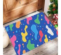 Paillasson lavable Dessin Animé Graffiti, Éclaboussures D'Aquarelle Encre, antidérapant, résistant aux intempéries, Tapis d’entrée intérieur & extérieur, pour Entrée Porche, 40x60cm, Bleu Royal