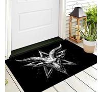 Paillasson Lavable Étoile À Cinq Branches Crâne De Chèvre, Attrape-Poussière Symbole Mystique Gothique Fin Tapis De Sol, Tapis Antidérapant à Poils Courts pour Entrée, Cuisine D'entrée, 45 x 75 cm