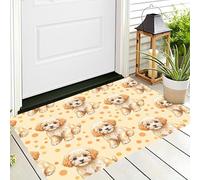 Paillasson Lavable Pois Chiot sans Couture, Attrape-Poussière Animal De Dessin Animé Mignon Fin Tapis De Sol, Tapis Antidérapant à Poils Courts pour Entrée, Cuisine, Porte D'entrée, 60 x 90 cm