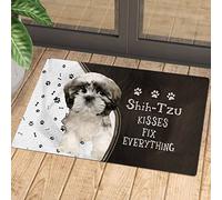 Paillasson Les Bisous Rigolos des Shih Tzu Arrangent Tout Tapis De Porte Antidérapant Paillassons Interieur Résistant pour Cour Exterieur 40X60 Cm