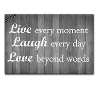 Paillasson Live Every Moment Laugh Every Day Love Beyond Words Tapis D'Entrée Lavable en Machine Paillassons Interieur Antidérapant Paillasson Interieur pour Cour Couloir Balcon 40X60 CM