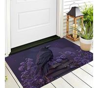 Paillasson Livres Fleurs Violettes Corbeaux - 40 x 60 cm - Antidérapant - - Tapis Ultra Doux - Créatures De Dark Fantasy - Tapis D'intérieur à Poils Courts Pour Orte Avant Et Arriè Entrée, Violet