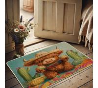 Paillasson mignon vache des Highlands, décoration rustique colorée pour entrée intérieure et extérieure, antidérapant sur le thème des vacances, paillasson absorbant la poussière, facile à nettoyer