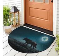 Paillasson Moon Night Alone Wolf pour intérieur et extérieur, lavable, absorbant, antidérapant, 91,4 x 61 cm