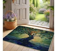 Paillasson motif arbre artistique, tapis de porte coloré pour décoration extérieure et intérieure, caoutchouc imperméable, antidérapant, absorbant la poussière, facile à nettoyer, 73,7 x 43,2 cm