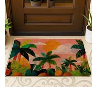 Paillasson motif coucher de soleil tropical, tapis d'entrée pour extérieur et intérieur, décoration d'été, tapis d'entrée en caoutchouc imperméable, antidérapant, attrape la poussière, facile à