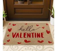 Paillasson motif cœurs - Fond texte romantique - Saint-Valentin - Rouge - Antidérapant - Attrape la saleté - Décoration d'intérieur pour entrée, extérieur, porche, balcon - 73,6 x 43,2 cm