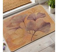 Paillasson motif feuille de ginkgo d'automne beige botanique pour extérieur et intérieur, décoration d'intérieur, caoutchouc imperméable, antidérapant, absorbant la poussière, facile à nettoyer, 73,6