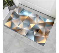 Paillasson Motif géométrique Triangle métallique, paillasson écoratif de 60 x 90 cm, Tapis de extérieur antidérapant, Tapis 'entrée Lavable, pour écoration intérieure et extérieureOr et Argent