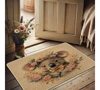 Paillasson motif koala floral, motif animal mignon pour décoration intérieure et extérieure, caoutchouc naturel, antidérapant, absorbant la poussière, facile à nettoyer, 73,7 x 43,2 cm