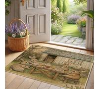 Paillasson motif lapin mignon beige pour une utilisation en extérieur et en intérieur, décoration d'animaux rustiques, imperméable, antidérapant, attrape la poussière, facile à nettoyer, 73,7 x 43,2