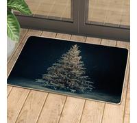 Paillasson motif sapin de Noël enneigé, blanc givré pour intérieur et extérieur, décoration au pays des merveilles d'hiver, caoutchouc lavable et antidérapant pour entrée de maison festive, 73,6 x