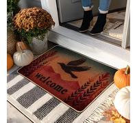 Paillasson multicolore « Welcome Raven » pour intérieur et extérieur, décoration rustique, caoutchouc antidérapant, résistant aux intempéries, contrôle de la poussière, facile d'entretien, 73,6 x 43,2