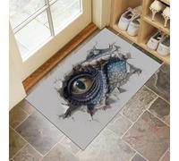 Paillasson Mur Troué Œil De Dinosaure Lavable Pour L'intérieur - Poils Courts - Art Des Illusions D'Optique 3D - 90 x 150 cm - Pliable - Antidérapant - Pour Porte D'entrée, Cuisine, Patio, Couloir