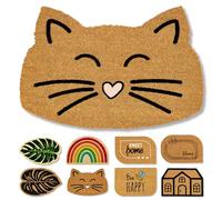 Paillasson naturel en coco - Chat - Antidérapant et résistant 40 x 60 cm Pour l'extérieur et l'intérieur
