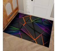 Paillasson Néon coloré - 60 x 90 cm - avec Dos en TRP antidérapant - Tapis d'entrée - Résumé Moderne - Lavable - pour l'intérieur et l'extérieur - Noir