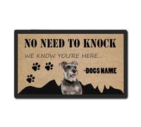 Paillasson No Need to Knock Schnauzer Personalized Paillasson Interieur Lavable en Machine Tapis De Porte Absorbant Tapis D'Entrée pour Cour Exterieur Jardin 40X60 Cm