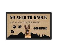 Paillasson No Need to Knock Shepherd Dog Personalized Paillasson Interieur Lavable en Machine Tapis De Porte Absorbant Paillassons pour Cour Exterieur Jardin 40X60 Cm