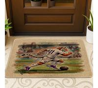 Paillasson noir de la saison 2026 de football tigre pour entrée extérieure, 73,6 x 43,2 cm, tapis d'extérieur ultra fin, petit tapis imprimé chaussures de sport pour terrasse