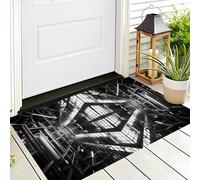 Paillasson Noir Et Blanc Ascenseur De Bâtiment Petit Tapis De Bienvenue,Kaléidoscope Symétrique Cour Décoration De La Maison Intérieur Et Extérieur pour Porte Avant Et Arriè Entrée,70X100Cm