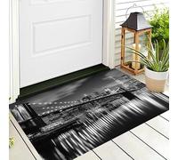 Paillasson Noir Et Blanc Pont La Nuit Petit Tapis De Bienvenue,Architecture New-Yorkaise Cour Décoration De La Maison Intérieur Et Extérieur pour Porte Avant Et Arriè Entrée,70X100Cm