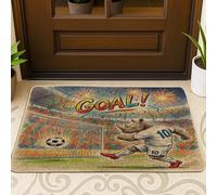 Paillasson noir pour extérieur et intérieur de la saison de football 2026 avec motif rhinocéros - 73,6 x 43,2 cm - Pour le jour du match - Pour le tir sur les animaux sauvages - Petit sport - Imprimé