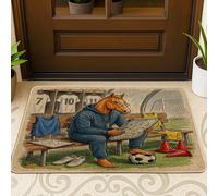 Paillasson noir pour extérieur et intérieur de la saison du football 2026 - 73,6 x 43,2 cm - Prêt à être assorti à un entraîneur animal - Petit paillasson antidérapant - Imprimé sport - Pour terrasse
