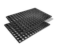Paillasson Noir Tapis Caoutchouc - paillasson antidérapant 60x80 cm Lot de 2 - paillasson résistant - paillasson extérieur Caoutchouc - Tapis Anti-salissures