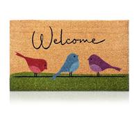 Paillasson oiseaux colorés en fibre de coco - 70 x 40 cm - Paillasson antidérapant - Paillasson original pour l'entrée de la maison, les couloirs, les portes extérieures - Accessoires pour la maison -