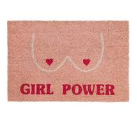 Paillasson original ""Girl power""en noix de coco avec support antidérapante en PVC. Dimensions: 70 x 40 x 1,5 cm - FISURA