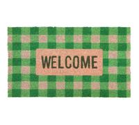 Paillasson original ""Welcome"" de vichy en noix de coco avec support antidérapant en PVC. Dimensions : 70 x 40 x 1,5 cm - FISURA