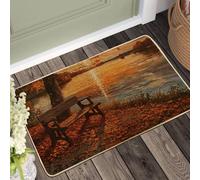 Paillasson paysage d'automne, paillasson avec reflet du coucher de soleil pour entrée extérieure et intérieure, décoration rustique, imperméable, antidérapant, absorbant la poussière, facile à