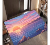 Paillasson Paysage Géométrique pour une Entrée Propre toute l’Année, 50 x 80 cm | Tapis de Porte Coucher Soleil Sur Mer, Retient Poussière, Humidité et Saletés, Antidérapant et Facile à Nettoyer