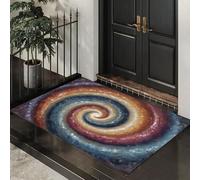Paillasson Peinture à l'huile Abstraite Spirale sans Fin, paillasson écoratif de 40 x 60 cm, Tapis de extérieur antidérapant, Tapis 'entrée Lavable,Bleu