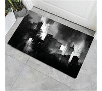 Paillasson Peinture Abstraite Paysage Urbain, paillasson écoratif de 90 x 150 cm, Tapis de extérieur antidérapant, Tapis 'entrée Lavable, pour écoration intérieure et extérieurenoir