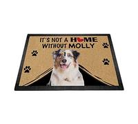 Paillasson personnalisé avec chien berger australien « It's Not a Home without Dog Welcome » - 69,8 x 45 cm