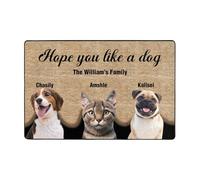 Paillasson personnalisé avec photo d'animal de compagnie - Bienvenue dans notre maison - Tapis d'entrée d'intérieur amusant pour animaux de compagnie - Cadeau pour les amoureux des animaux de
