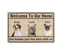 Paillasson personnalisé avec photo d'animal de compagnie - Bienvenue dans notre maison - Tapis d'entrée d'intérieur amusant pour animaux de compagnie - Cadeau pour les amoureux des animaux de