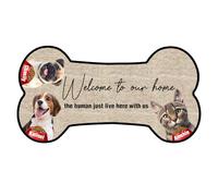 Paillasson personnalisé avec photo d'animal de compagnie - Bienvenue dans notre maison - Tapis d'entrée d'intérieur amusant pour animaux de compagnie - Cadeau idéal pour les amoureux des animaux de