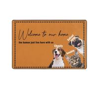 Paillasson personnalisé avec photo d'animal de compagnie - Bienvenue dans notre maison - Tapis d'entrée d'intérieur amusant pour animaux de compagnie - Cadeau idéal pour les amoureux des animaux de